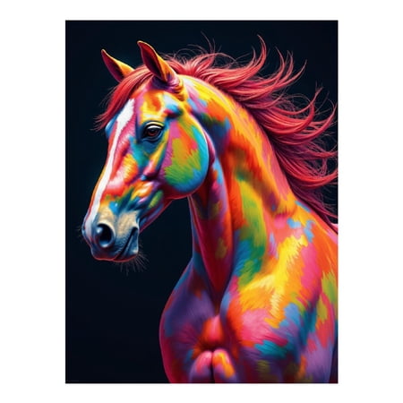 Diamond Art Kit for Adults Vibrant Colorful Horse Portrait Diamond Painting for Adults Beginners 5D DIY Diamond Art Painting Kits Colorful Diamond Painting Craft for Home Decor 12x16 Frameless