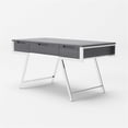 thumbnail image 3 of Modrest Dessart 3-Drawer Modern Veneer & Stainless Steel Desk in Elm Gray, 3 of 5