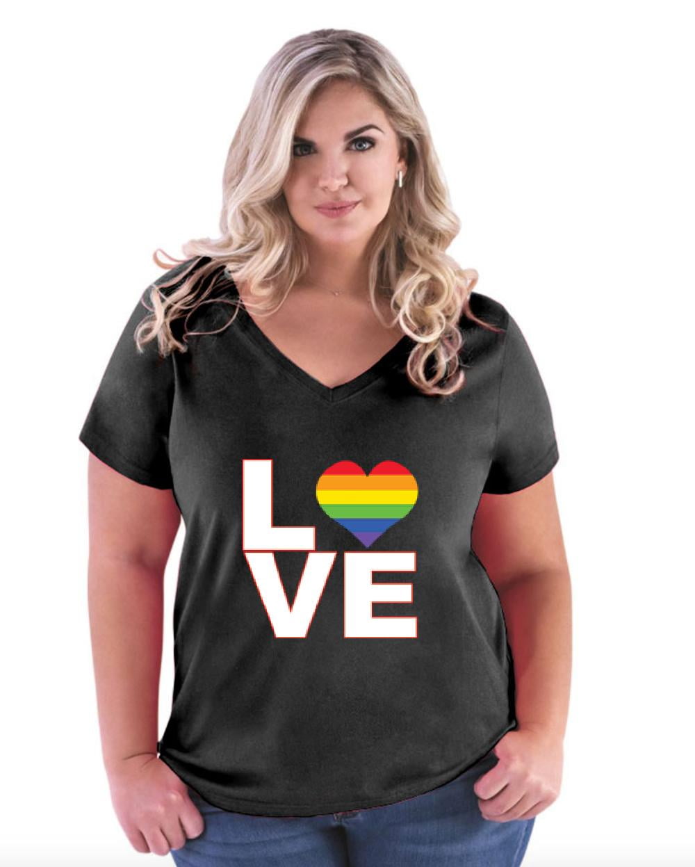 Normal is Boring - Womens and Womens Plus Size Love Rainbow Curvy V ...