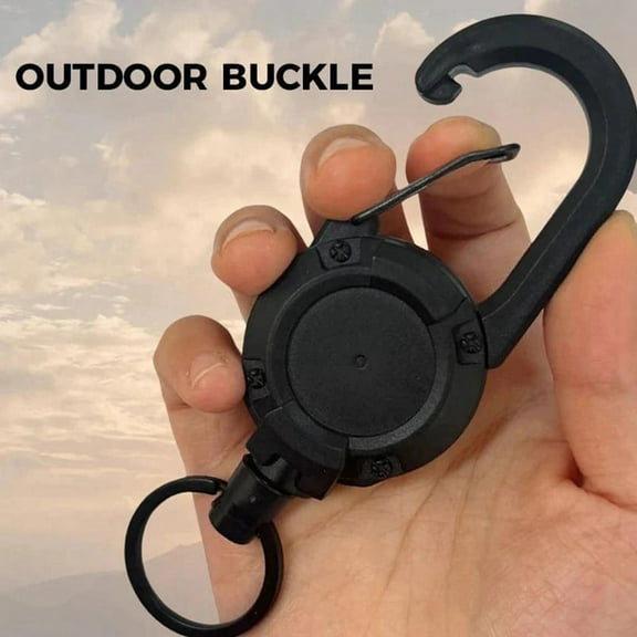New Heavy Duty Retractable Pull Badges Carabiner Key Chain Buckle Key Holder Outdoor Keychain Holds Multiple Tools Black