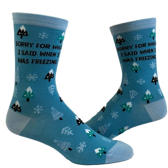 Women's Sorry for What I Said When I Was Freezing Socks Funny Winter Cold Snow Graphic Novelty Footwear