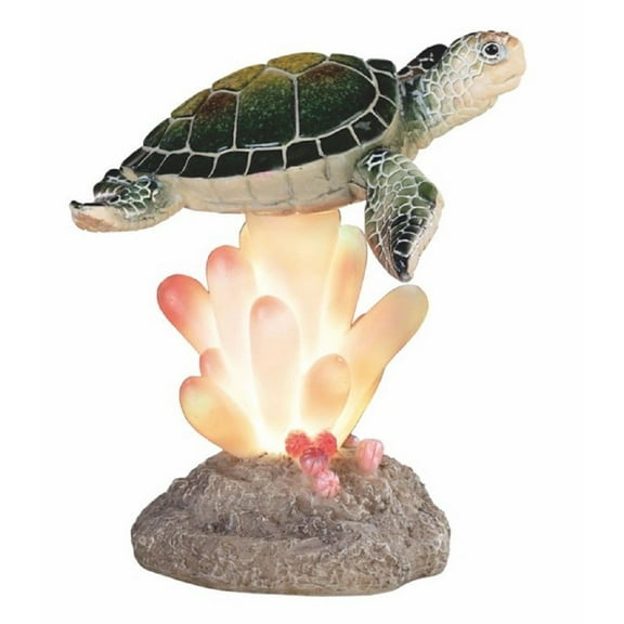 FC Design 5.5"H Green Sea Turtle on Coral with LED Night Light Marine Life Decoration Figurine
