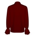 thumbnail image 4 of UVEASISHA Mens Pirate Shirt Renaissance Retro Lace Up Polos Shirts Ruffle Long Sleeve Collared Golf Shirts Gothic Medieval Costume Red S, 4 of 7