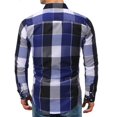 thumbnail image 3 of DDAPJ pyju Men Plaid Cotton Shirt Slim Fit Long Sleeve Button Down Dress Shirts Casual Business Shirt Lightweight Gingham Shirts on Sale Blue M, 3 of 6