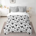 thumbnail image 2 of jejeloiu Cartoon Heart Print 7pcs Bedding Comforter Set,Cute Loves Pattern Queen Bedding Sets,White Black Queen Sheet Sets For Kids Girls,Super Cozy Room Decor, 2 of 8
