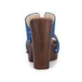 thumbnail image 2 of BLISSFUL STEP Women's Faux Suede Platform High Block Heel Slides Sandals Deep Blue (Size 9.5), 2 of 6