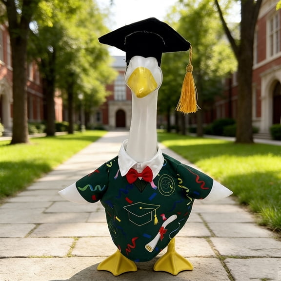 Cinvoph 23" Porch Goose Graduation Outfit, Academic Cap and Gown Set, Perfect for Grad Season Ceremony Yard Decorations Green