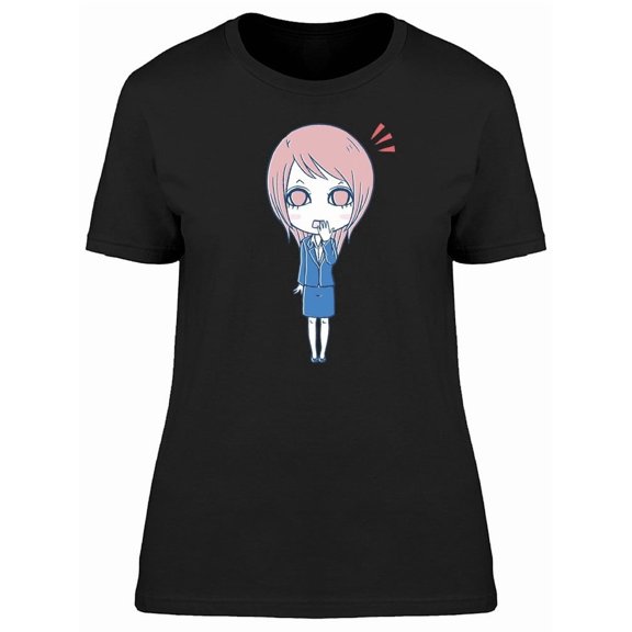 Worried Office Lady Cartoon Tee Women's -Image by Shutterstock