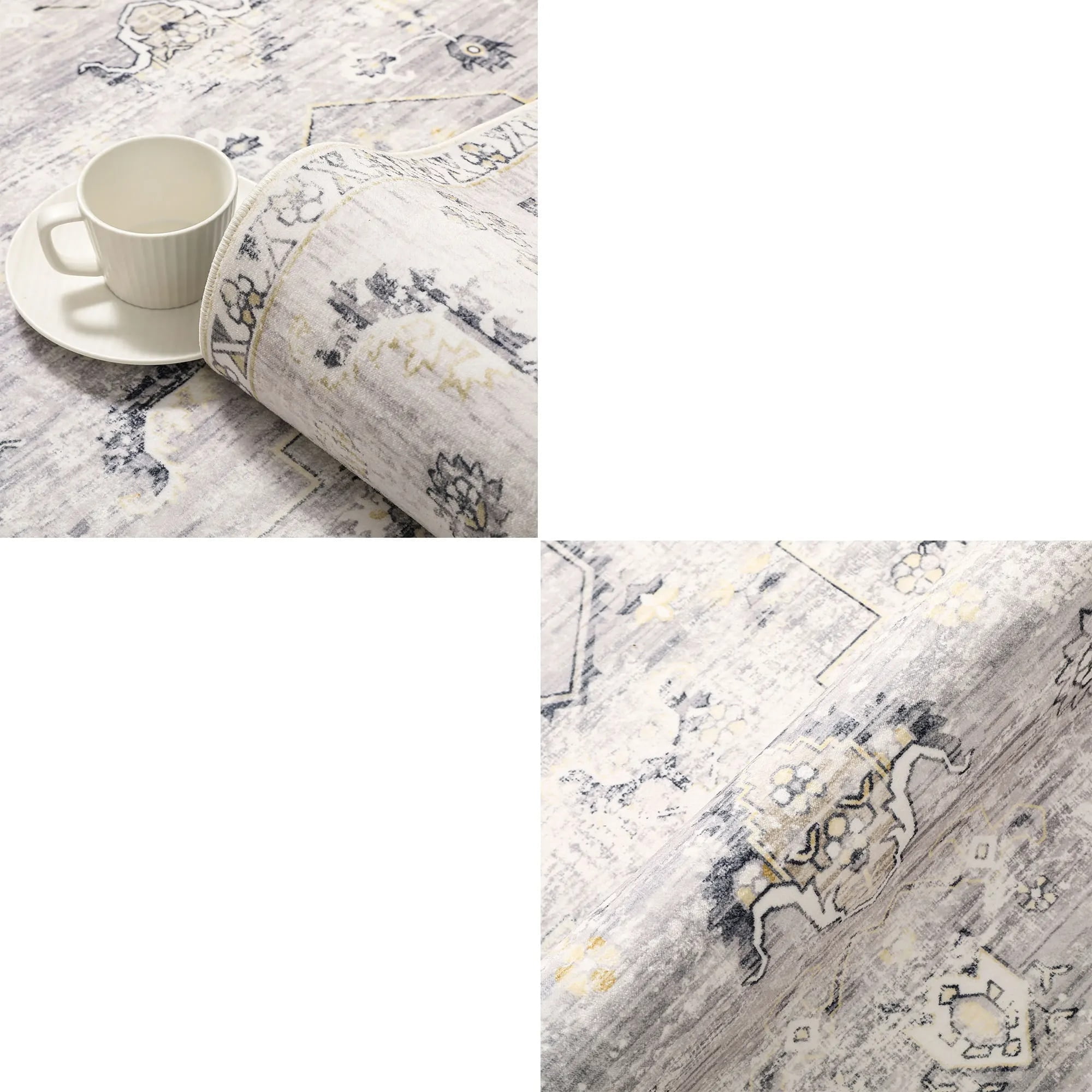 BERTHMEER 3'x5' Area Rugs Washable for Living Room Bedroom Dining Room Office Farmhouse Traditional Vintage Distressed Non-slip, Gray