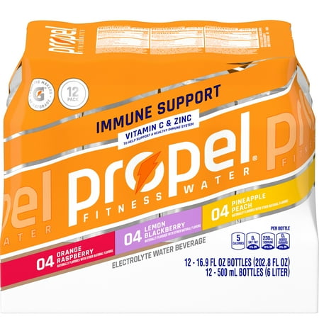 Propel Immune Support Propel Electrolyte Drinking Water, 3 Flavor Variety Pack, 16.9 fl oz, 12 Count