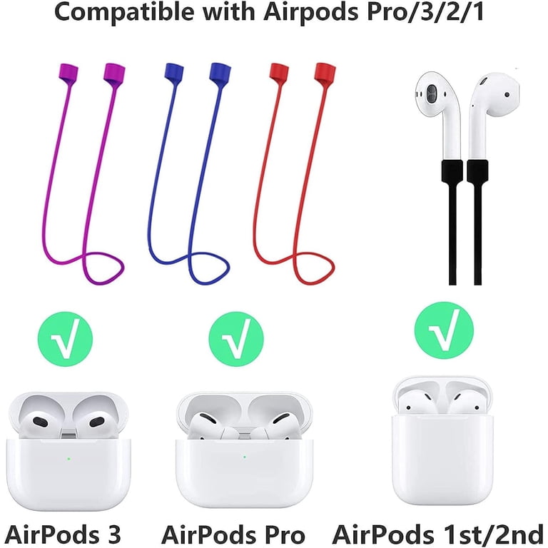 AirPods Straps, Soft Silicone Sport Earphones Anti-Lost Strap, Colorful Wire Cable Connector For Apple Airpods Wireless Bluetooth Earphones 6 Pack