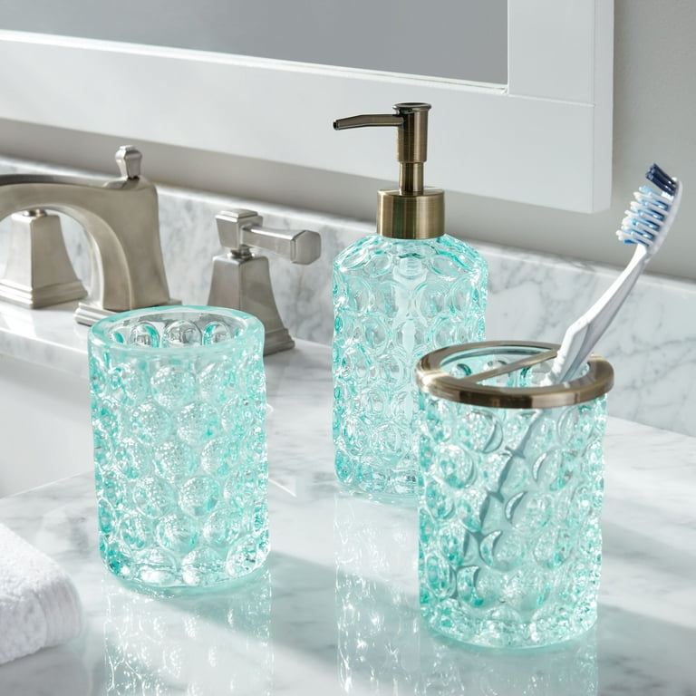 Better Homes & Gardens Bubble Glass Aqua Toothbrush Holder 
