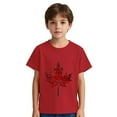 thumbnail image 4 of Mgmyaa Boys' and Girls' Short Sleeve T Shirts Kids Summer Maple Leaf Print Loose Tops Casual Crewneck Basic Tees 3-10Y, 4 of 8