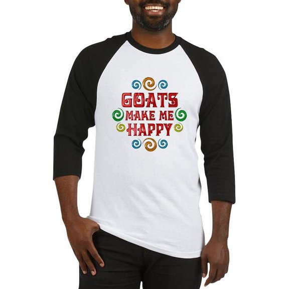 CafePress - Goat Happiness Baseball Jersey - Cotton Baseball Jersey, 3/4 Raglan Sleeve Shirt