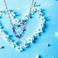 thumbnail image 4 of Beautlace 925 Sterling Silver March Birthstone Necklace,Tiny Hearts Love Pendant Women Minimalist Mar. Aquamarine Heart Stone Birth Necklace,Birthday Gift Present Small Jewelry, 4 of 9