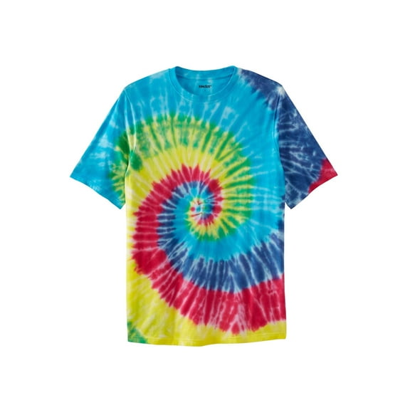 KingSize Men's Big & Tall Lightweight Tie-Dye Crewneck Tee - L, Neon Tie Dye