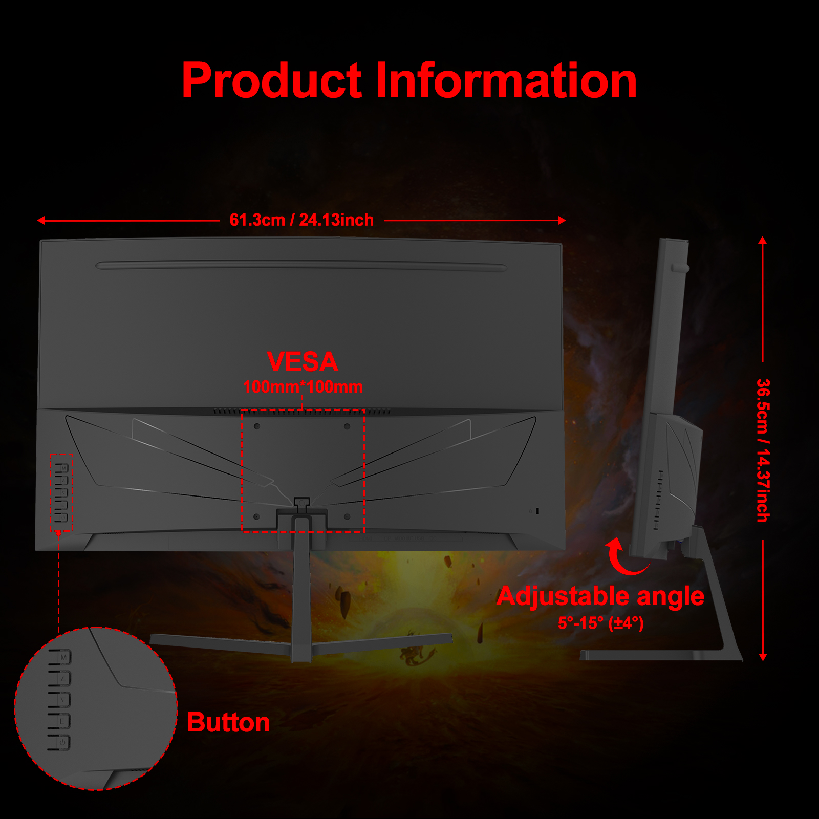 Gawfolk 27-Inch 200Hz Curved Gaming Monitor photo 4
