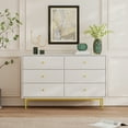 thumbnail image 6 of FURNIWAY 6-Drawer Double Dresser, White Dresser with Gold Handles, Fluted Panels, Modern Wood Chest, 6 of 7