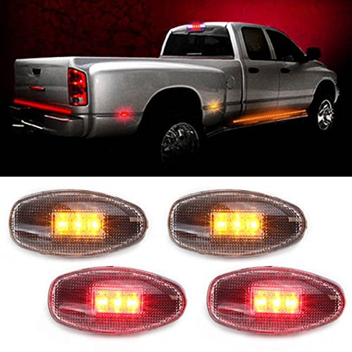 Chevy Silverado 3500/ 3500HD Dually Bed Red Rear Led Side Fender Marker Light Lamp Partsam Replacement for 99-12 GMC Sierra 