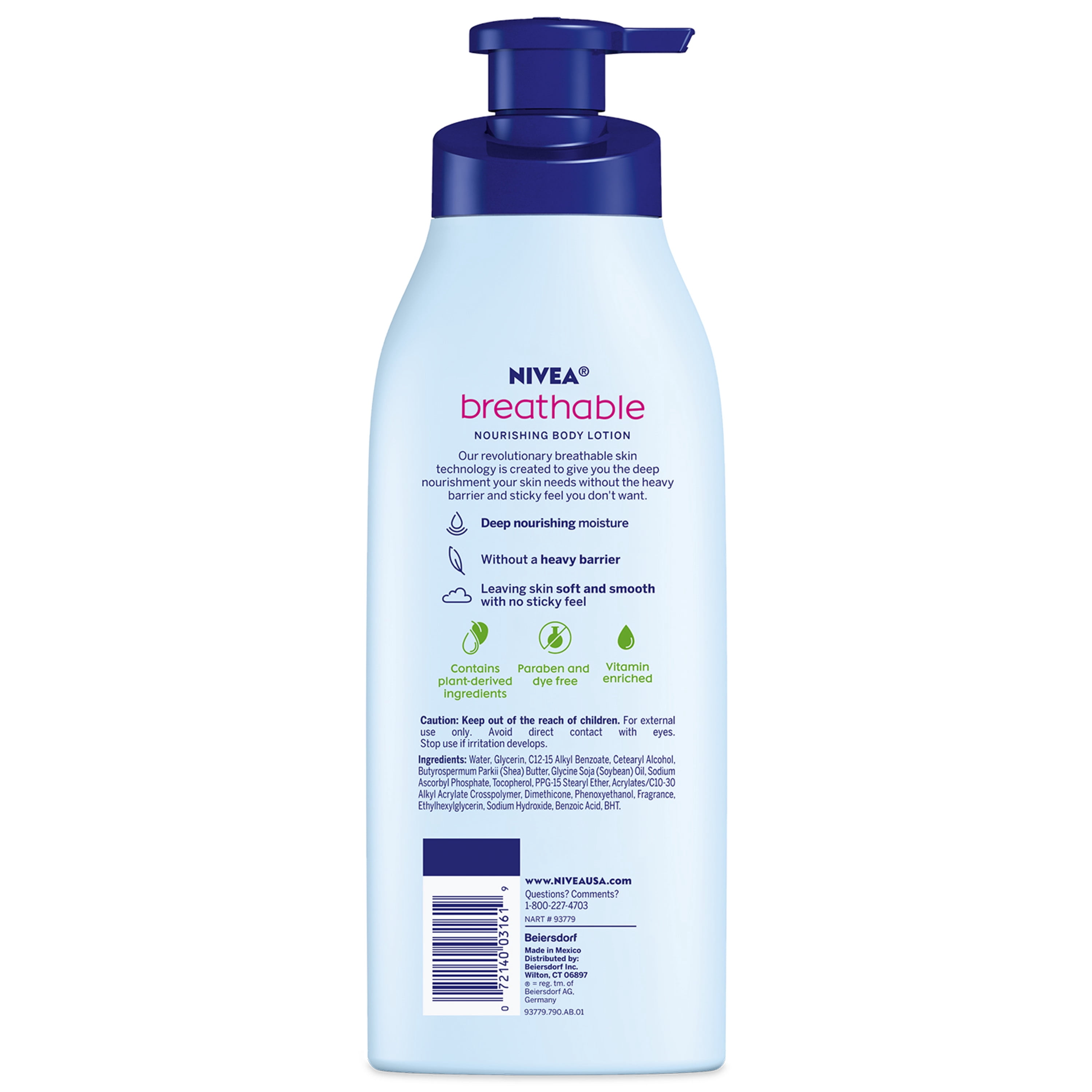 NIVEA Breathable Nourishing Body Lotion Tropical Breeze, Body Lotion for Dry Skin, 16.9 Fl Oz Pump Bottle