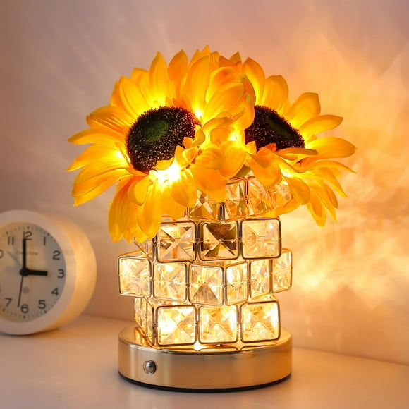 Lámpara de flores AMWGIMI Sunflowers, luz nocturna táctil recargable