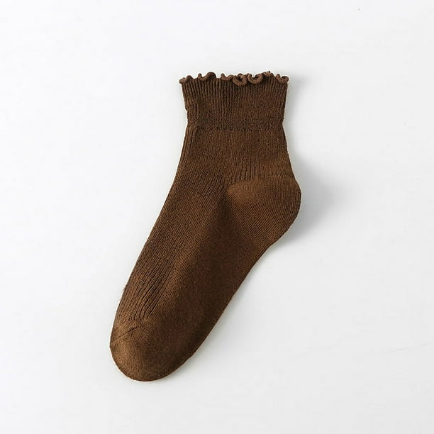 Zhuge pares de calcetines de algodón para mujer, finos, suaves, cómodos, transpirables, por encima del tobillo, para negocios, informales (marrón)