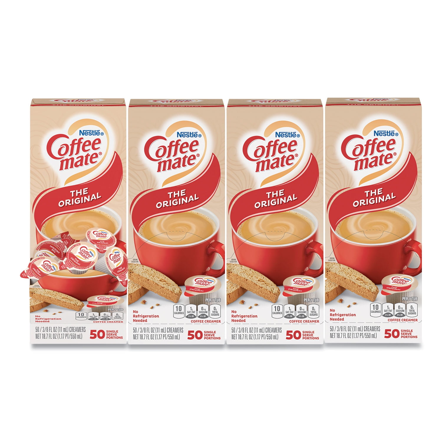 Coffee Mate® Lqd Coffee Creamer, Original, 0.38 Oz Mini Cups, 50/box, 4 Boxes/carton, 200 Total/carton
