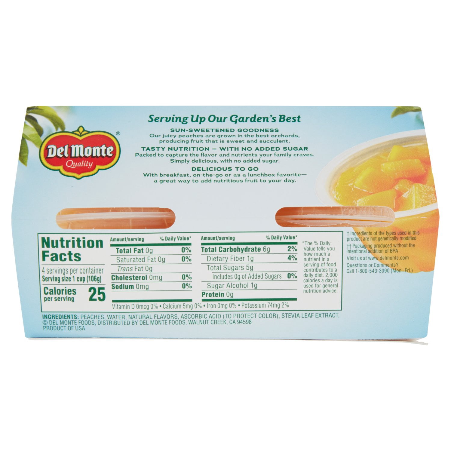 Del Monte Peaches Diced Cups 15 oz