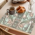 thumbnail image 3 of Stained Glass Placemats Set of 8 Vintage Colorful Flower Animal Textured Place Mats Indoor Wipeable Table Mats Washable Cloth Dining Table Placemats for Kitchen Holiday Party Home Decor 13x19 Inch, 3 of 9