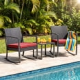 thumbnail image 5 of Homall Patio Furniture Set Outdoor Rocker All Weather PP Rocking Chair with Cushion Set of 3, Red, 5 of 6