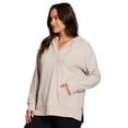 thumbnail image 3 of RBX Active Women's Plus Size V-Neck French Terry Hoodie Tunic Sweatshirt, 3 of 5