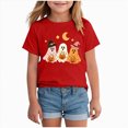 thumbnail image 2 of KPOPLK Halloween Shirt for Toddler Girls Ghost Graphic Tshirt Cute Season Short Sleeve Tops for Kids Size 5-6 Years,Red, 2 of 4