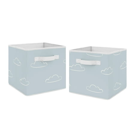 UPC: 0846480092490 | Vintage Airplane Blue Clouds Fabric Storage Bin (Set of 2) by Sweet Jojo Designs