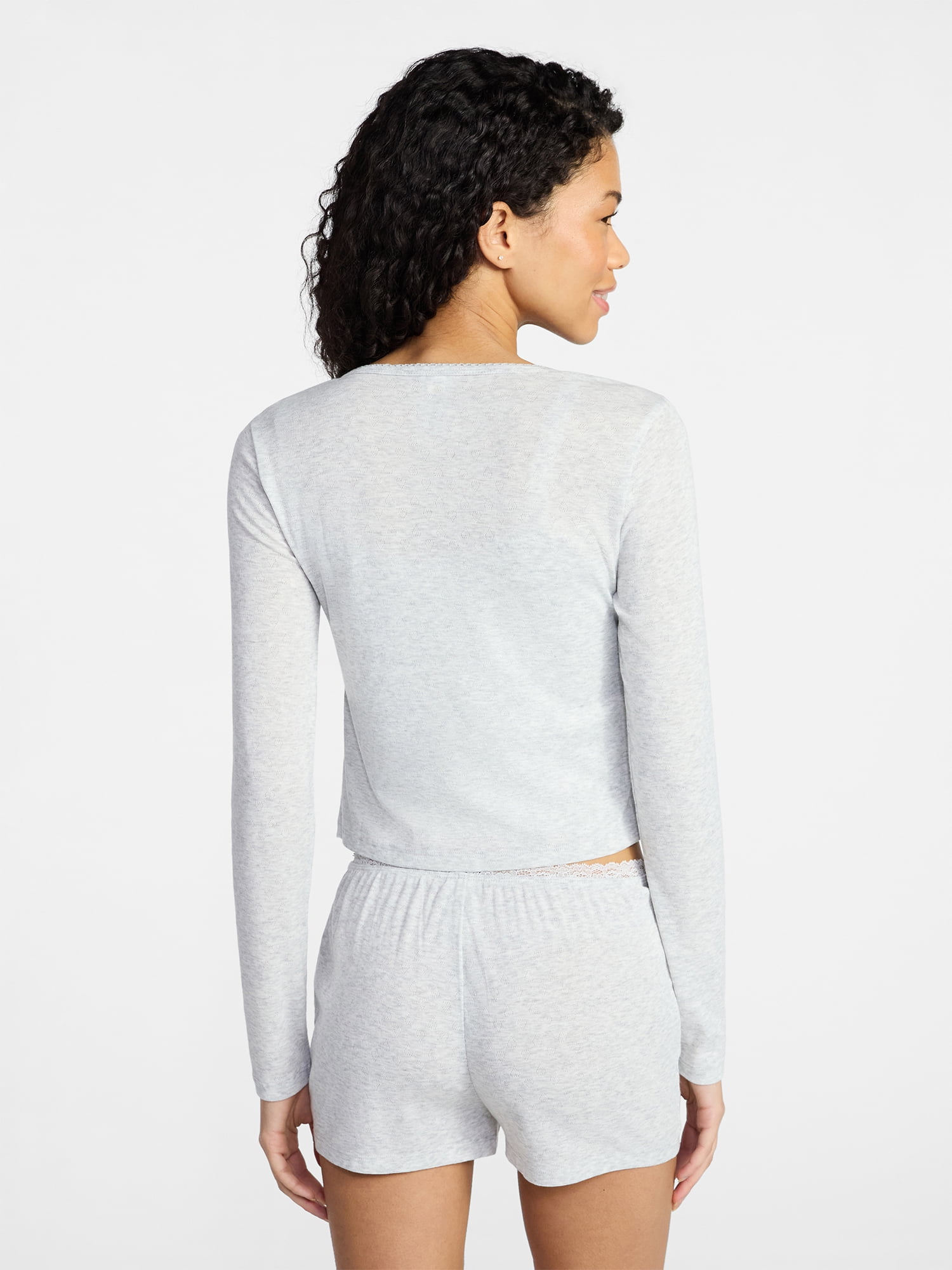 No Boundaries Sleep Pointelle Knit Cardigan, Women’s XXS-3X