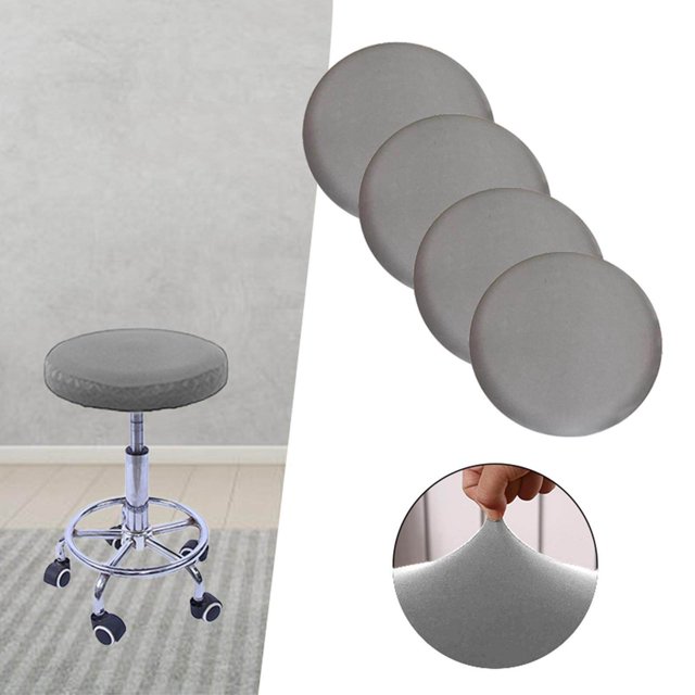Coussin de Tabouret Rond Durable Doux Lavable pour Chaise de 12-18 Pouces Gris