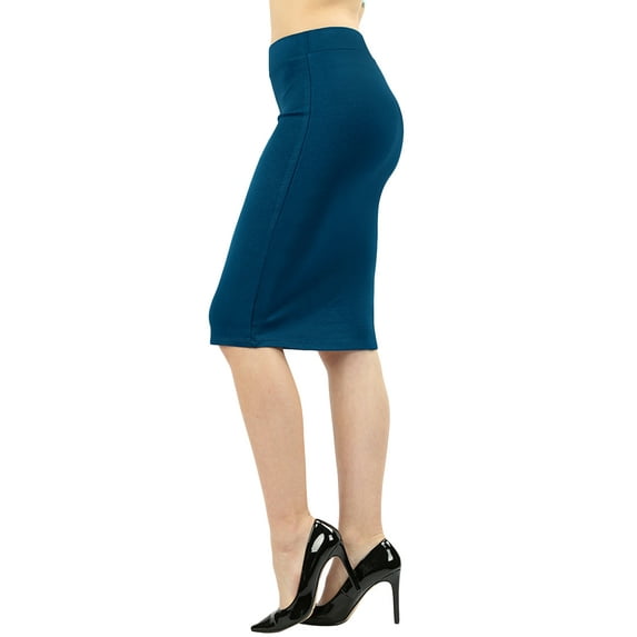 Women & Plus Ponte Knit Basic Knit Pencil Midi Skirt