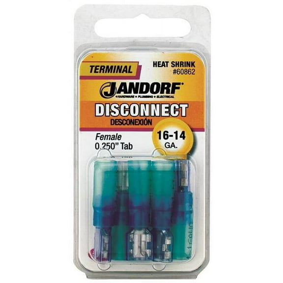 Jandorf 60862 Disconnect Terminal, 16 to 14 AWG Wire, Copper Contact, Blue