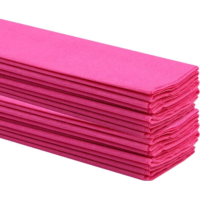 Crepe Paper Folds (20 Sheets) - 20 Inches Wide by 3.2 Feet Long - Mexican Crepe Paper -21 Assorted Color (Fuchsia)