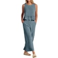 thumbnail image 4 of STARVNC Women Crew Neck Sleeveless Top Wide Leg Pants Two Piece Outfit, 4 of 7