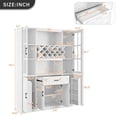 thumbnail image 3 of 74.1" Tall Wine Cabinet with Wine Rack & Glass Holder, 4-Door Storage Cabinet with Drawer & Open Shelves, Multifunctional Bar Cabinet with Door Storage for Dining Room, 3 of 21