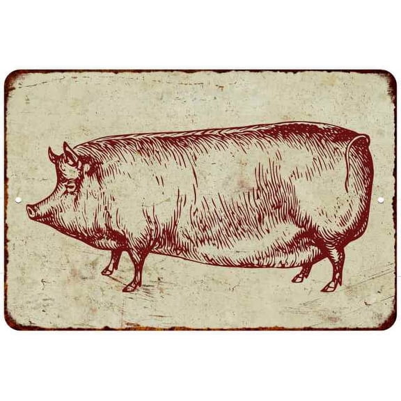 Pig Vintage Look Chic Distressed 8x12 Metal Sign 108120020117