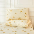 thumbnail image 4 of Move Over 4 Pieces Yellow Floral Sheet Set Twin Luxury Clover Microfiber Bed Set Deep Pocket Fitted Sheet up to 16", 4 of 9