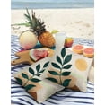 thumbnail image 3 of Waterproof Throw Pillow Covers, Abstract Art Mid Century Sun Green Leaves Decorative Pillowcase Soft Cushion Case for Patio Couch Tent Balcony, Set of 2 Square, 18"X18", 3 of 6