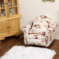 thumbnail image 5 of Dollhouse Couch with Pillow 1 12 Scale Miniature Sofa Arm Chair Living Room Furniture Wooden Fabric Frame Single Reading Chair Artificial House Room Scene Decoration (White Floral), 5 of 6