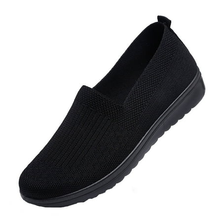 

Sentuca Women s Fashion Casual Solid Flat-bottom Flying Knit Women s Casual Shoes