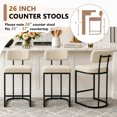 thumbnail image 6 of CRERIYO Counter Height Bar Stools Set of 2, Upholstered Kitchen Island Chairs with Thick Padded Seats, Backrests and Sturdy Metal Frame, Linen, 6 of 9