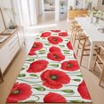 thumbnail image 3 of 2'x6' Rug Runners for Hallways Kitchen, Red Flowers Non Slip Entryway Beside Floor Carpet Runner, Spring Botanical Poppy Budding Blossom Floral Washable Laundry Room Bedroom Throw Rugs Mat, 3 of 8