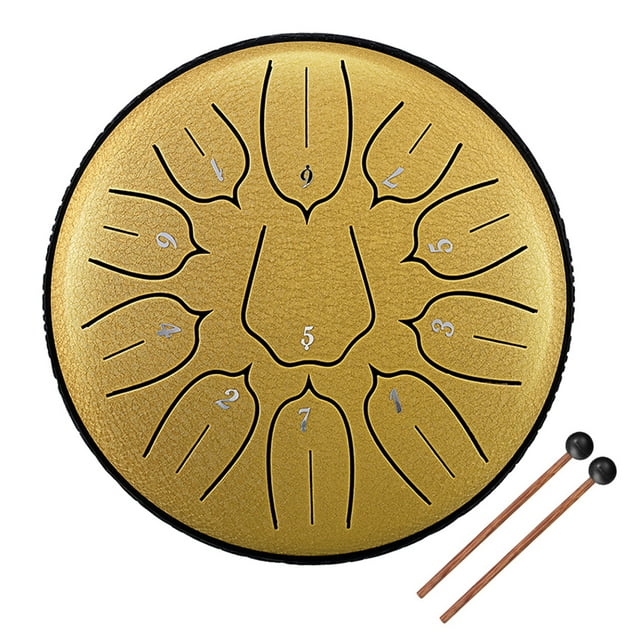 Tambor de acero 6 pulgadas 11 tonos de acero lengua tambor D-Key mano Pan tambores con baquetas percusión instrumentos musicales Tomshoo Tambor de acero