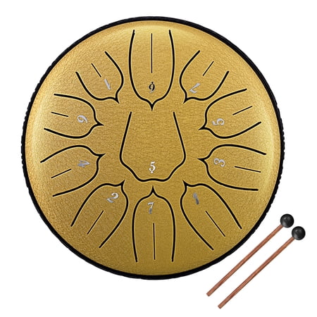 Suzicca 6 inch 11-Tone Steel Tongue Drum Hand Pan Drums with Drumsticks Percussion Musical Instruments