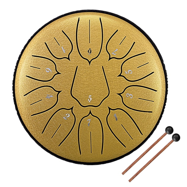 Tambor de acero 6 pulgadas 11 tonos de acero lengua tambor D-Key mano Pan tambores con baquetas percusión instrumentos musicales Tomshoo Tambor de acero